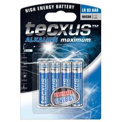 Tecxus batteri AAA alkaline LR 03  blister med 4 batterier